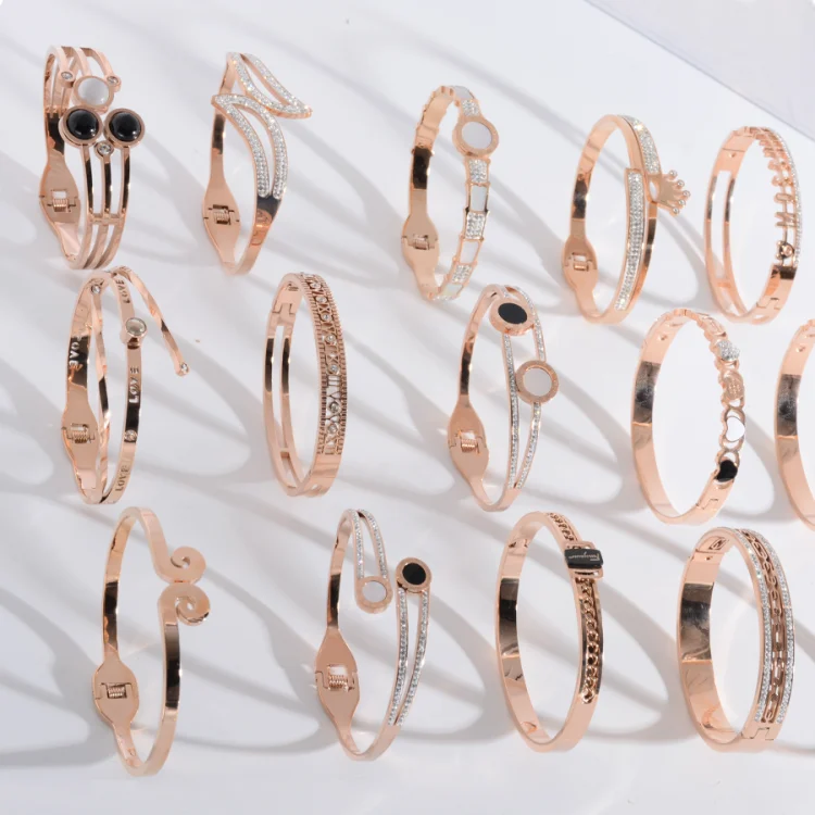 Hot-selling online store boutique bracelet titanium steel plated 18k rose gold bracelet jewelry distribution for men and women
