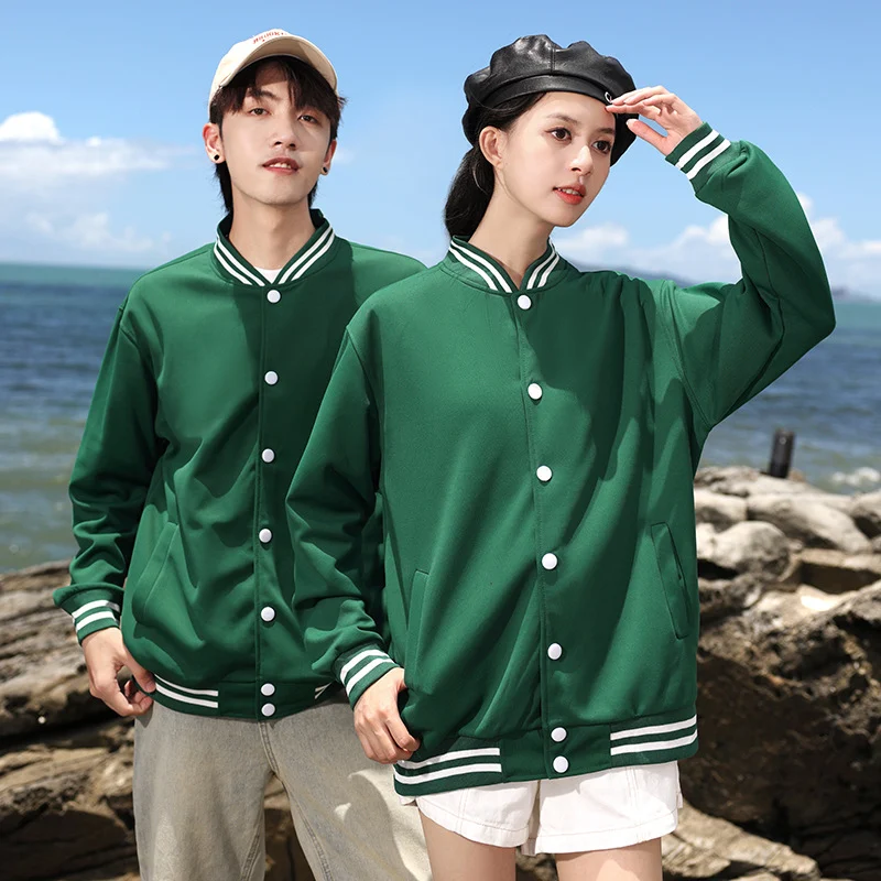 Áo hoodie dài tay kiểu áo bóng chày in chữ áo khoác mùa thu đông thêu đồng phục nhân viên quán lẩu quán trà sữa