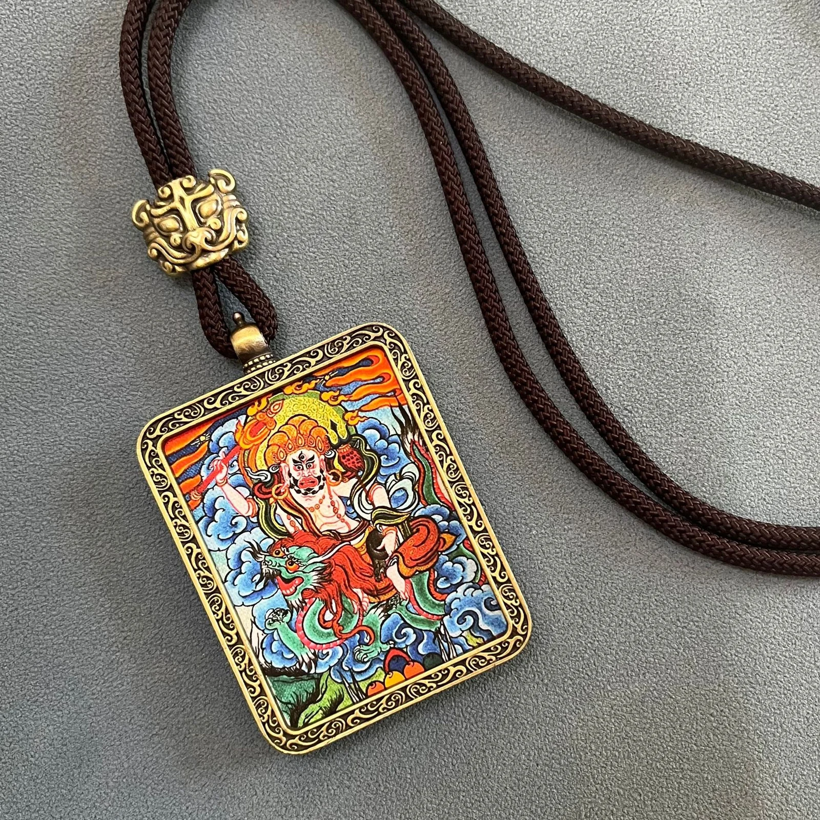 Five-Way God of Wealth Thangka Non-Hand-Painted Thangka Pendant Scenic Area Night Market Wealth-Attracting Accessory Souvenir