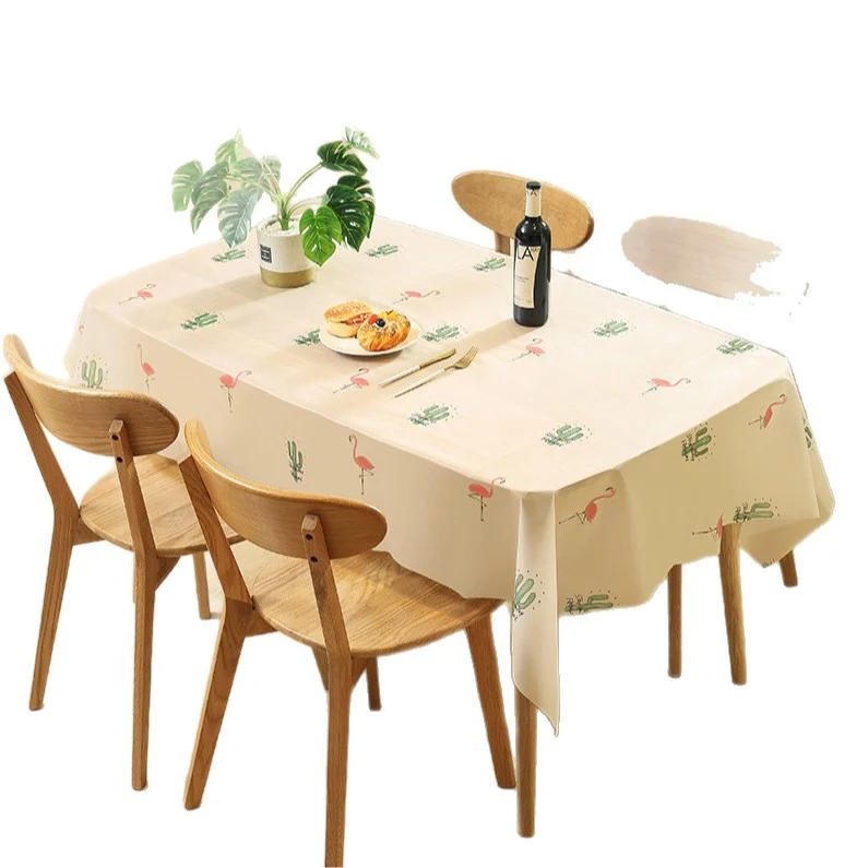ผ้าปูโต๊ะพิมพ์ลายวัสดุ PEVA ใหม่ กันน้ำ กันความร้อน กันน้ำมัน ไม่ต้องซัก สไตล์อินส์ ผ้าคลุมโต๊ะยาวทรงสี่เหลี่ยมสำหรับโต๊ะกาแฟและโต๊ะอาหาร
