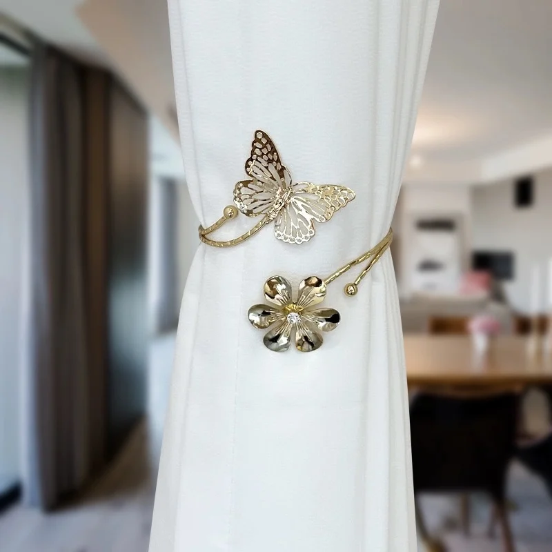No-drill minimalist light luxury curtain tieback decorative butterfly tie rope curtain buckle ornament direct sales