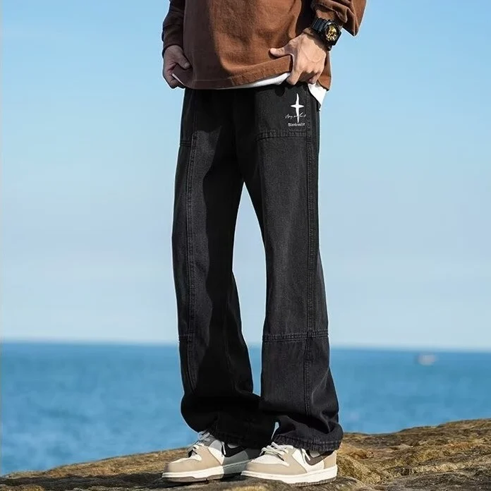 American vibe jeans men's spring and autumn 2025 high street fashion brand straight-leg loose casual washed long pants
