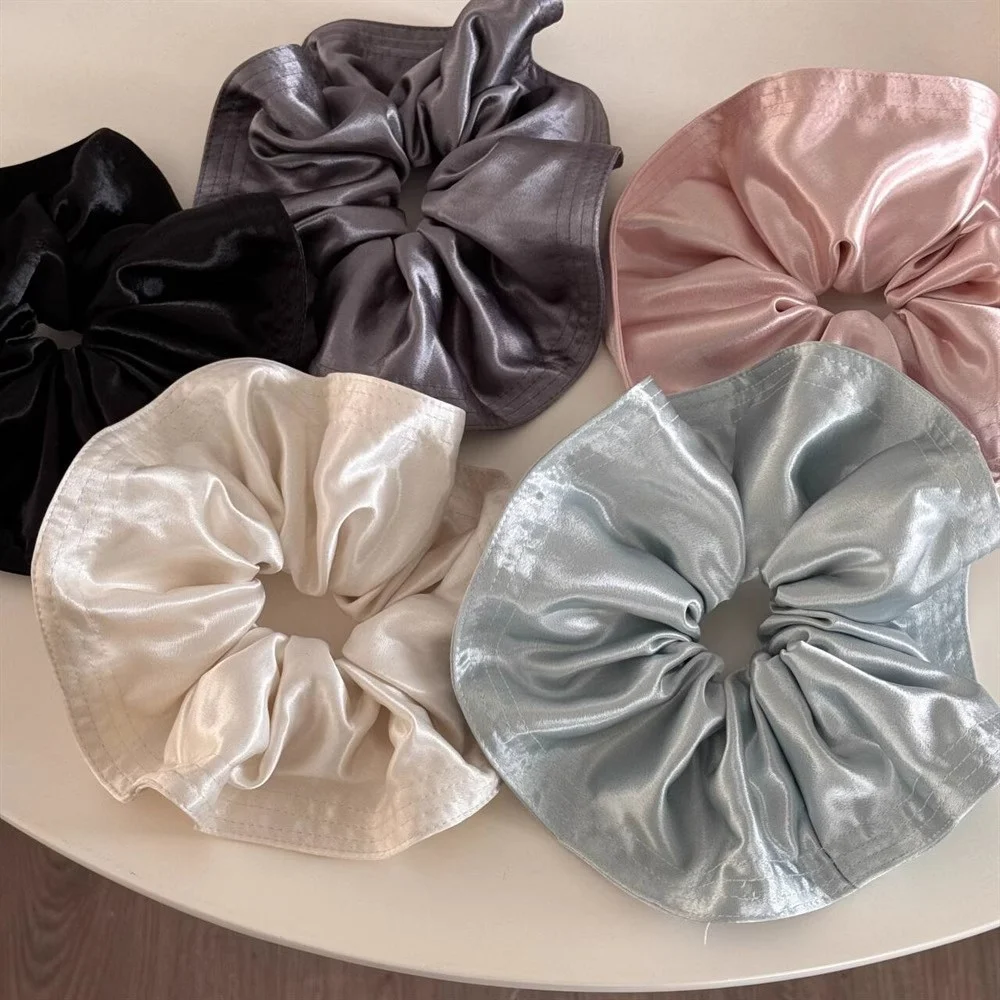 ยางรัดผมผ้าซาตินเงาแบบวินเทจฝรั่งเศส ที่รัดผมยางรัดผมสำหรับฤดูร้อน scrunchie