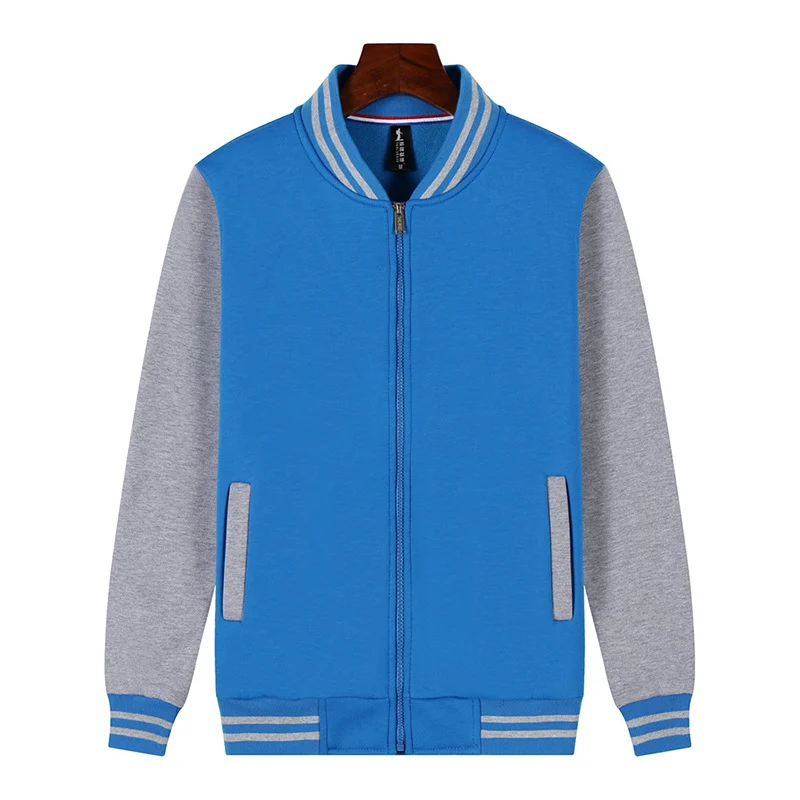 Zip-up baseball jacket custom printing autumn winter work team uniform classmate reunion sports meet sweatshirt DIY embroidery