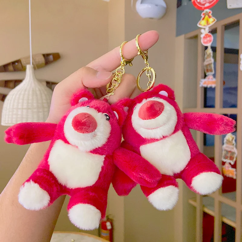 ตุ๊กตาหมีสตรอว์เบอร์รีห้อยกระเป๋าคู่รักของเล่นนุ่มน่ารักการ์ตูนพวงกุญแจตุ๊กตาโมเดลของเล่นห้อยตกแต่ง