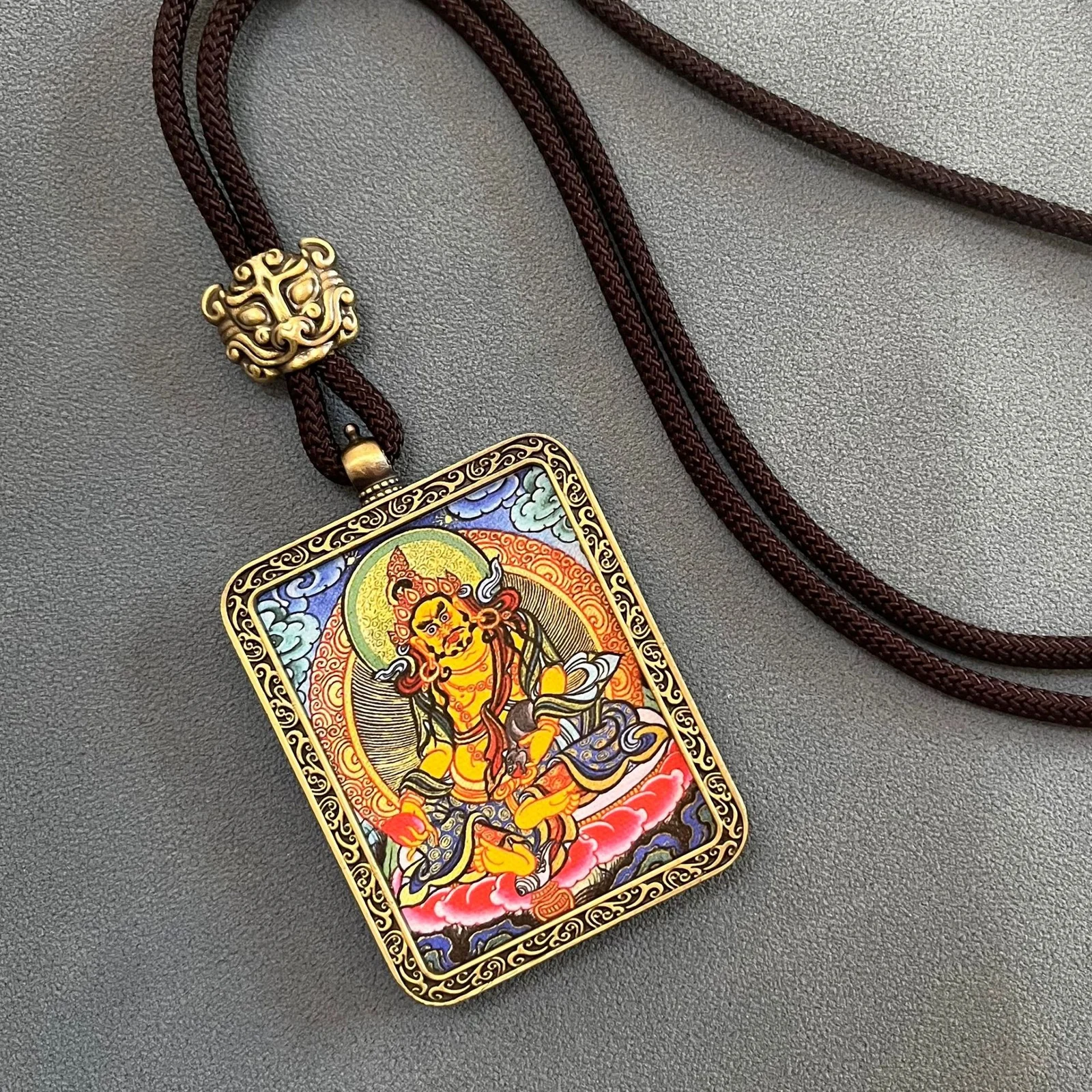 Five-Way God of Wealth Thangka Non-Hand-Painted Thangka Pendant Scenic Area Night Market Wealth-Attracting Accessory Souvenir