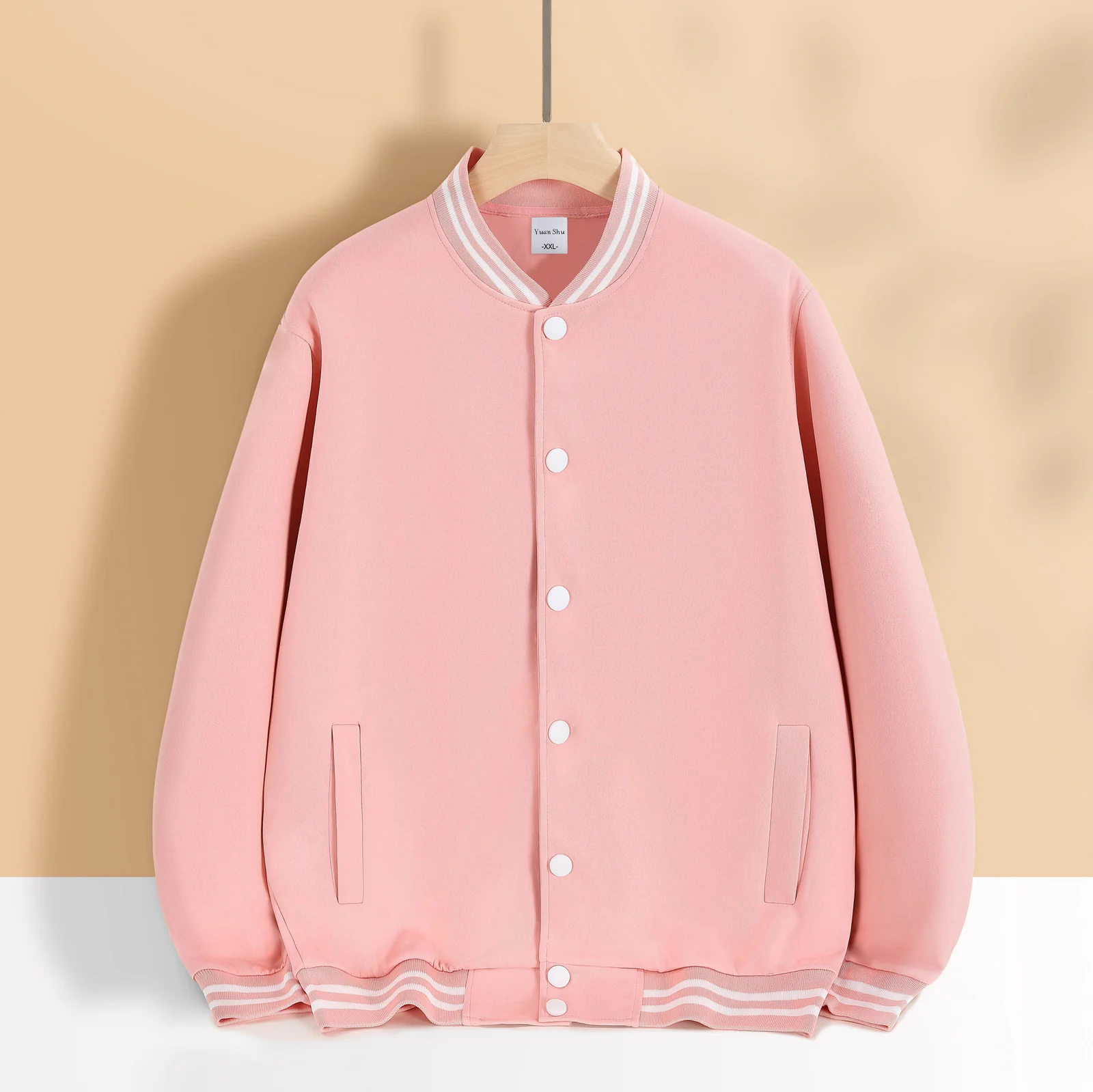Áo hoodie dài tay kiểu áo bóng chày in chữ áo khoác mùa thu đông thêu đồng phục nhân viên quán lẩu quán trà sữa