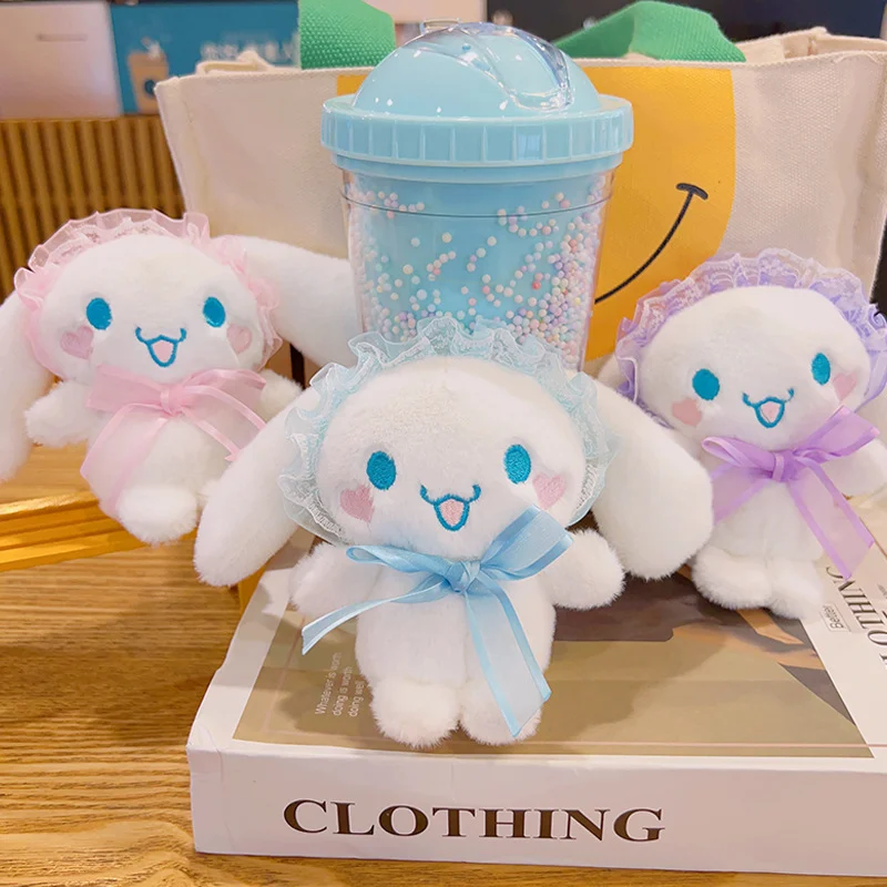 Mainan mewah boneka Cinnamoroll tangkap boneka comel rantai kunci hadiah kecil kartun loket beg
