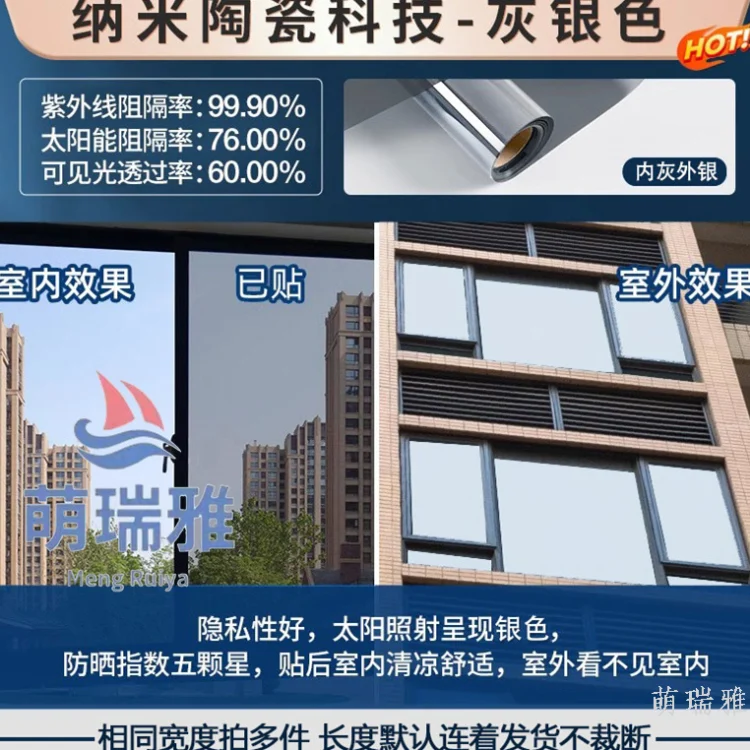 Nano ceramic UV-blocking light-transmitting heat-insulation film for bedroom and living room