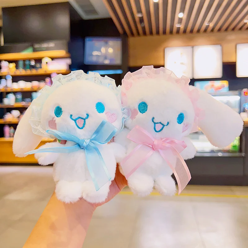 Mainan mewah boneka Cinnamoroll tangkap boneka comel rantai kunci hadiah kecil kartun loket beg