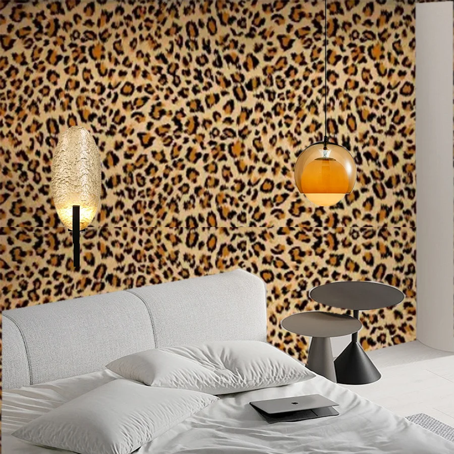 วอลเปเปอร์ติดผนังลายเสือดาวติดเองได้ ตกแต่งบ้าน ผนังหลังทีวี สติกเกอร์ PVC wallpaper
