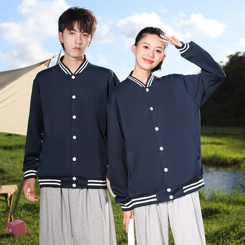 Áo hoodie dài tay kiểu áo bóng chày in chữ áo khoác mùa thu đông thêu đồng phục nhân viên quán lẩu quán trà sữa