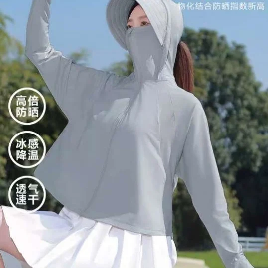 เสื้อกันแดดผู้หญิง ฤดูร้อน 2025 ผ้าไหมเย็น กันรังสียูวี ผ้าคลุมไหล่ ทรงสั้น ระบายอากาศได้ดี บางเบา เสื้อกันแดด เสื้อคลุม