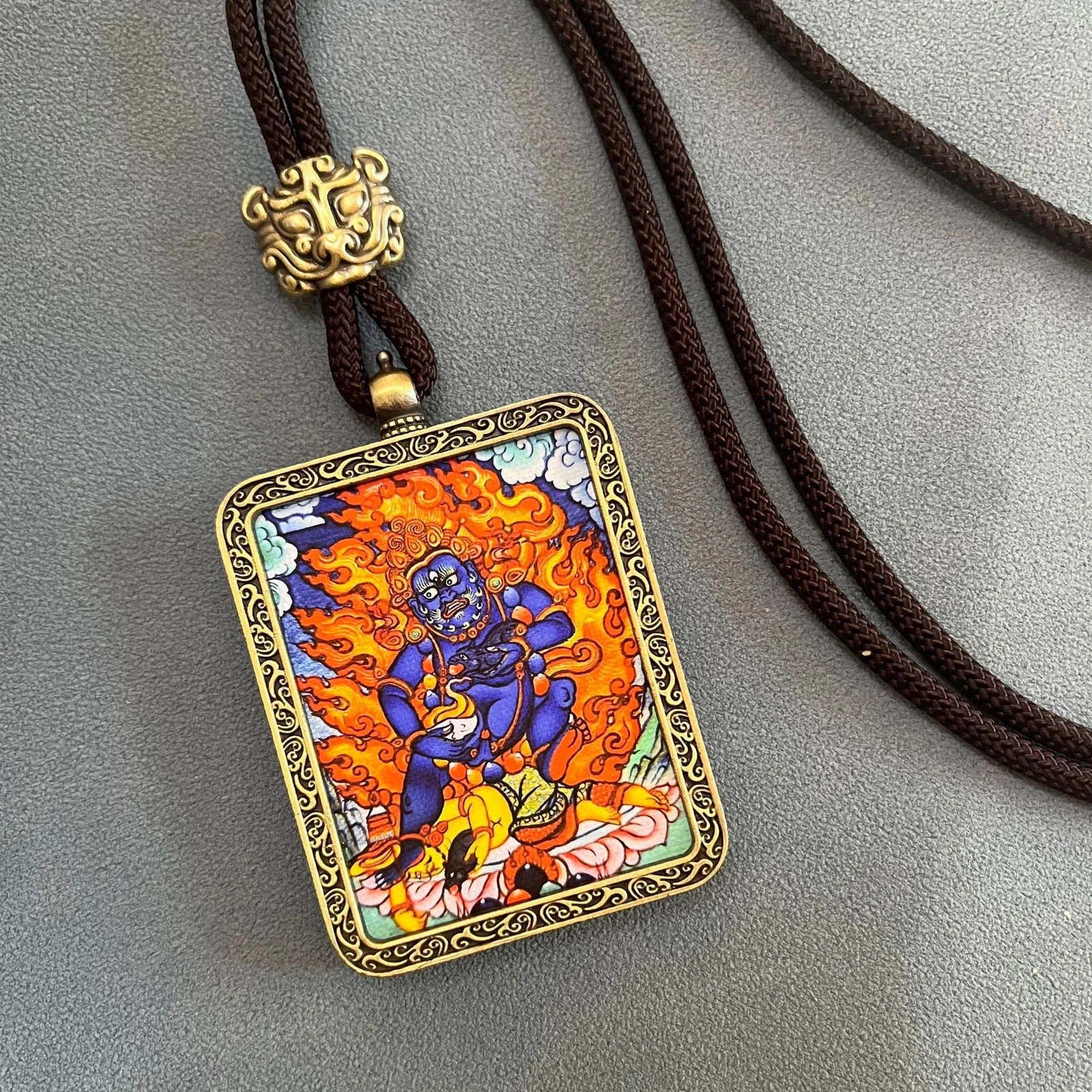 Five-Way God of Wealth Thangka Non-Hand-Painted Thangka Pendant Scenic Area Night Market Wealth-Attracting Accessory Souvenir