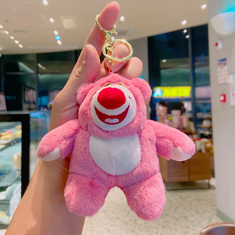 ตุ๊กตาหมีสตรอว์เบอร์รีการ์ตูน ตุ๊กตาเด็กเล็ก พวงกุญแจ ของเล่นตุ๊กตา ของแขวนกระเป๋า พวงกุญแจ ของประดับ