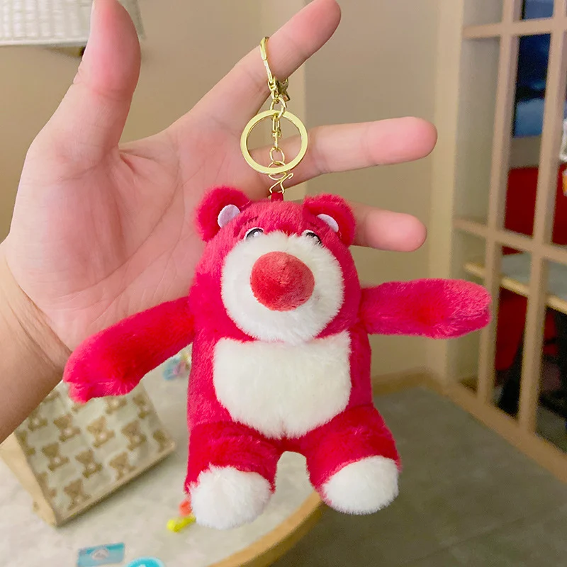 ตุ๊กตาหมีสตรอว์เบอร์รีห้อยกระเป๋าคู่รักของเล่นนุ่มน่ารักการ์ตูนพวงกุญแจตุ๊กตาโมเดลของเล่นห้อยตกแต่ง