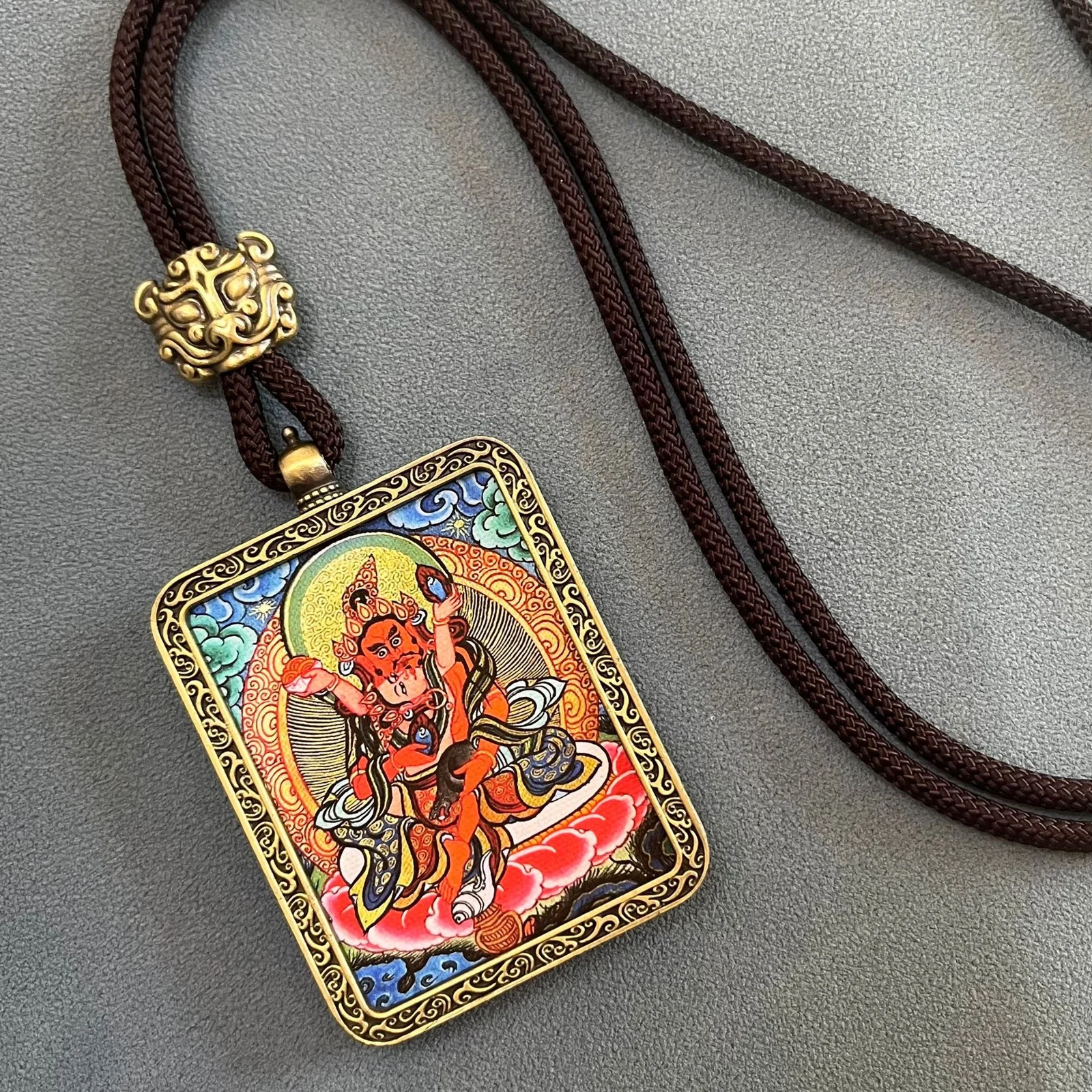 Five-Way God of Wealth Thangka Non-Hand-Painted Thangka Pendant Scenic Area Night Market Wealth-Attracting Accessory Souvenir
