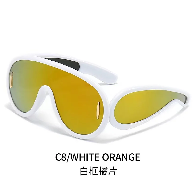 Kính râm nữ gọng liền dị hình phong cách tương lai, phong cách cá tính Âu Mỹ trình diễn thời trang, tôn khuôn mặt nhỏ, chống tia UV