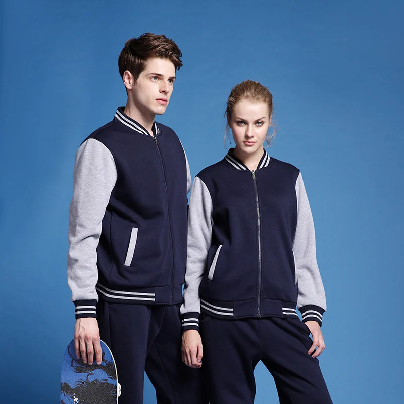 Zip-up baseball jacket custom printing autumn winter work team uniform classmate reunion sports meet sweatshirt DIY embroidery