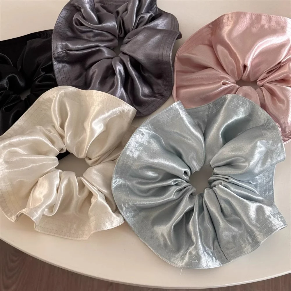 ยางรัดผมผ้าซาตินเงาแบบวินเทจฝรั่งเศส ที่รัดผมยางรัดผมสำหรับฤดูร้อน scrunchie