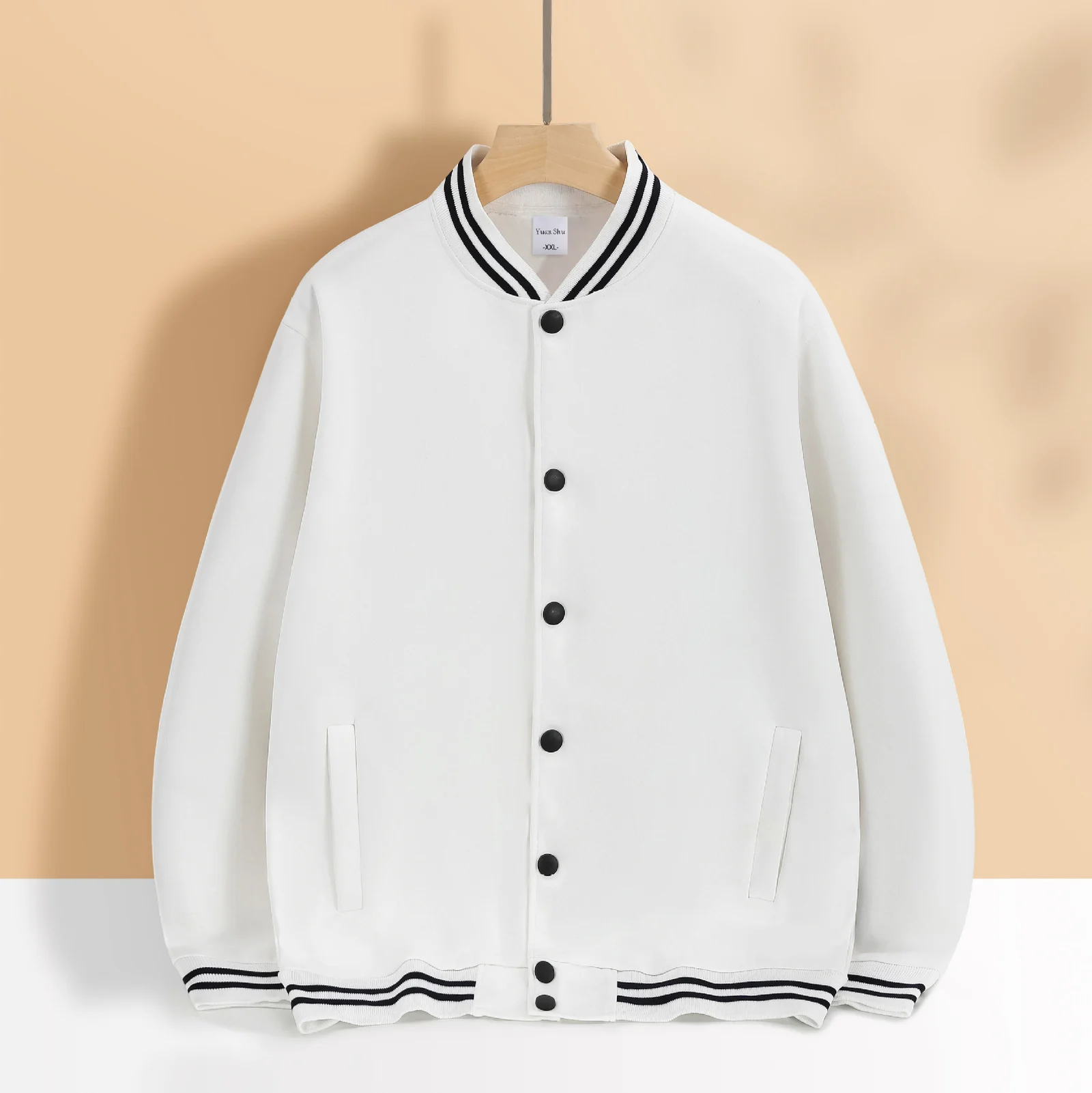 Áo hoodie dài tay kiểu áo bóng chày in chữ áo khoác mùa thu đông thêu đồng phục nhân viên quán lẩu quán trà sữa