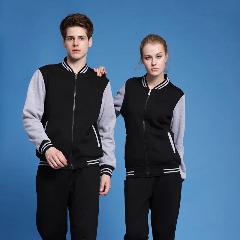 Zip-up baseball jacket custom printing autumn winter work team uniform classmate reunion sports meet sweatshirt DIY embroidery