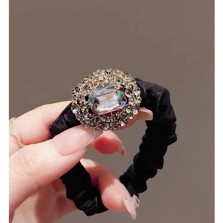 Rhinestone floral hair tie hair rope for tying hair scrunchie women's hair elastic high elasticity durable hair rope