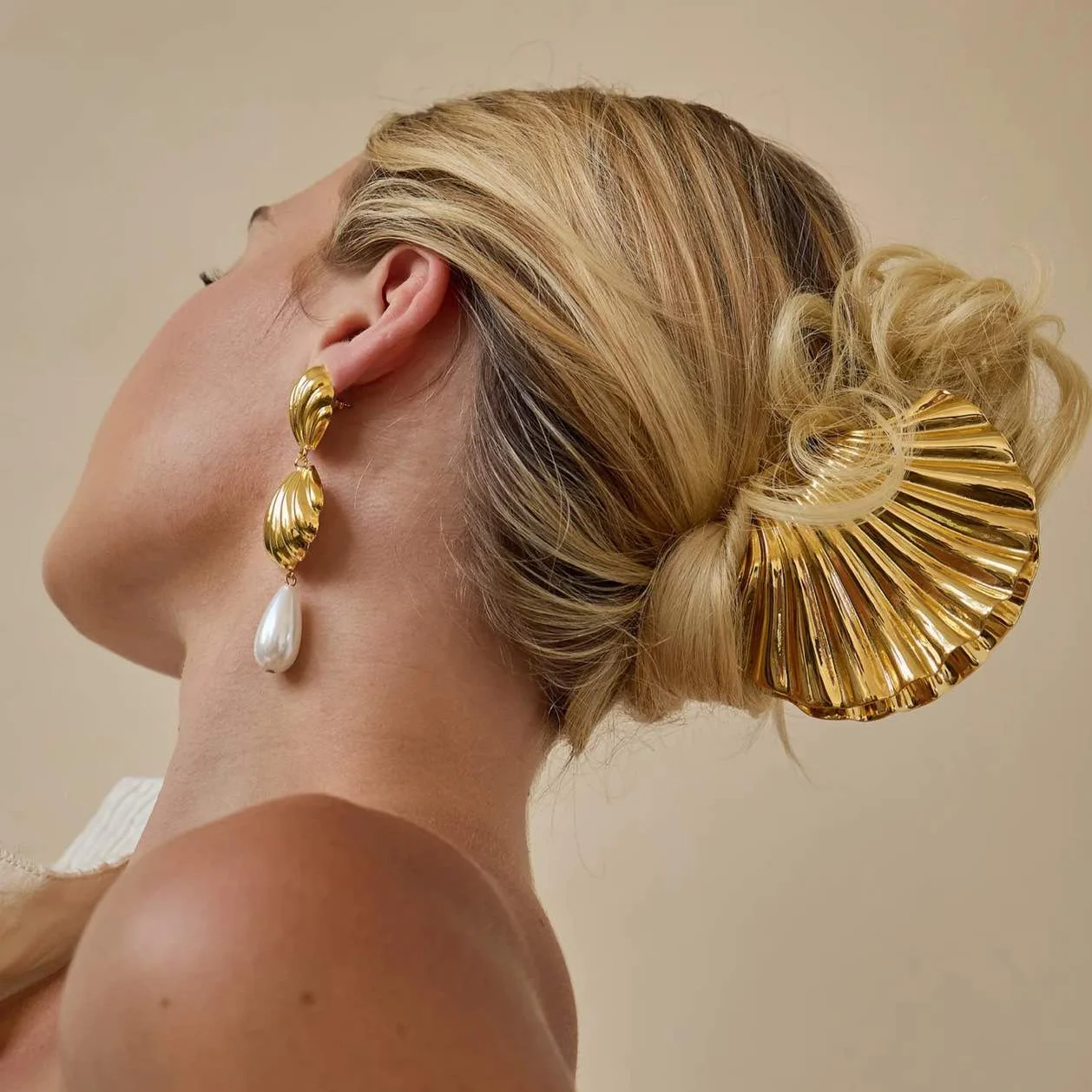 Klip rambut cengkerang besar gaya Eropah dan Amerika, klip rambut aloi, klip rambut ins