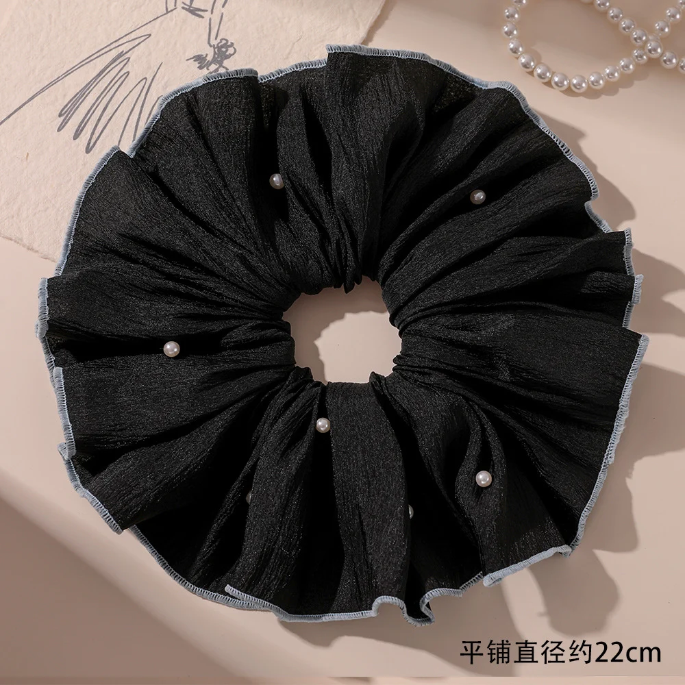 Gelang rambut chiffon besar dengan reben busur, aksesori rambut sanggul, gelang rambut besar