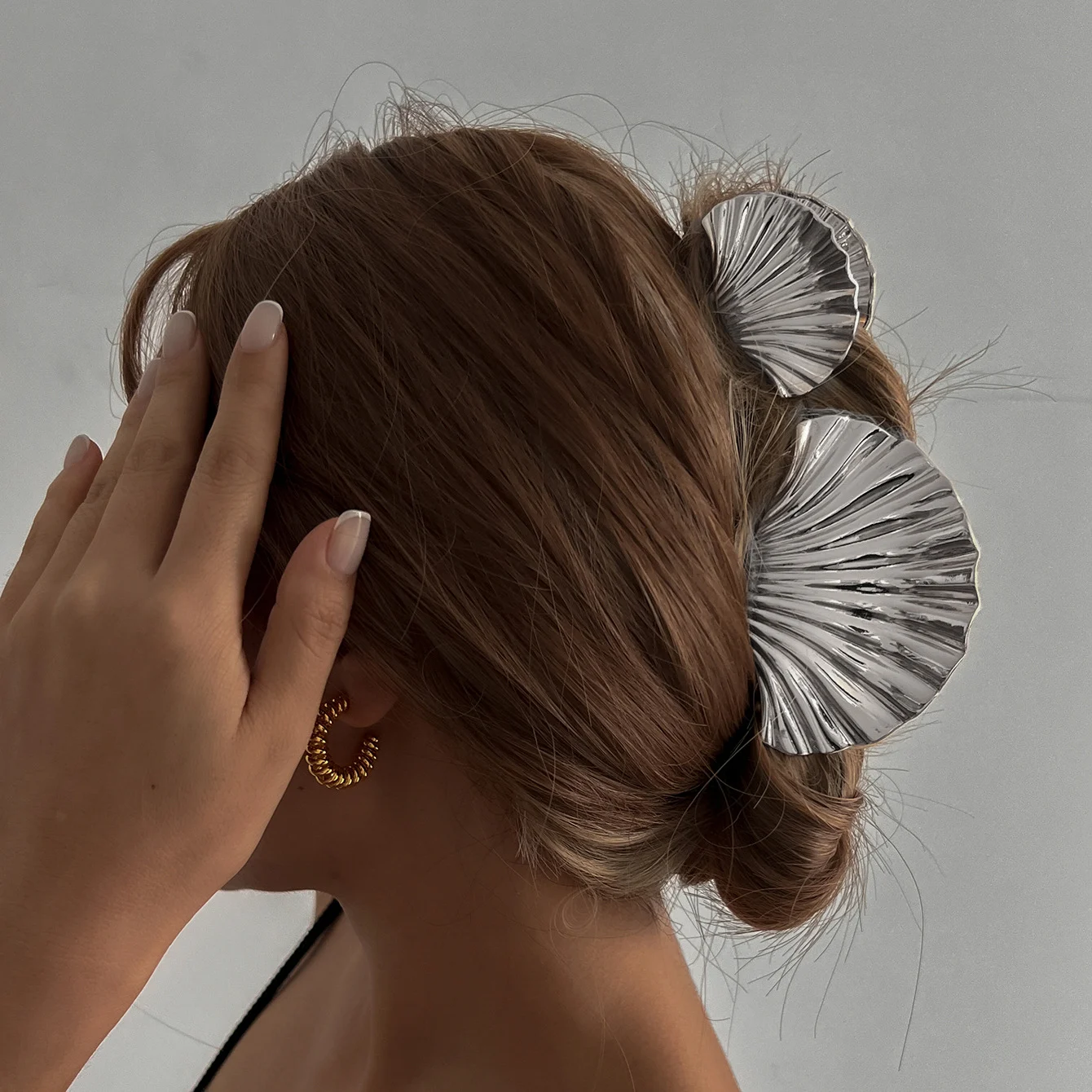 Klip rambut cengkerang besar gaya Eropah dan Amerika, klip rambut aloi, klip rambut ins