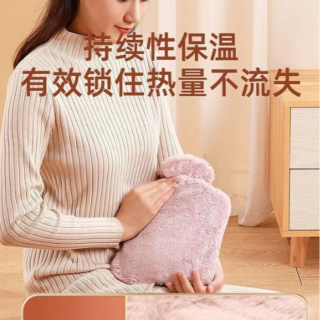 Túi nước nóng loại lớn dày dặn làm ấm tay chống nổ loại nhỏ mang theo bên mình chuyên dùng chườm nóng lông thỏ giả
