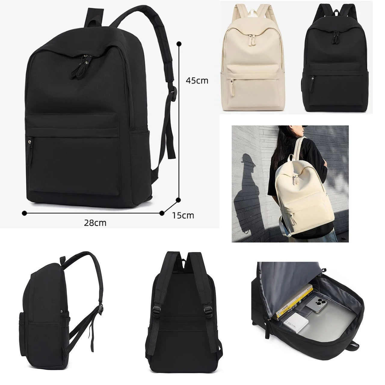 Fashionable Large-Capacity Casual Minimalist Backpack Korean-Style Schoolbag Portable Quality Travel Bag