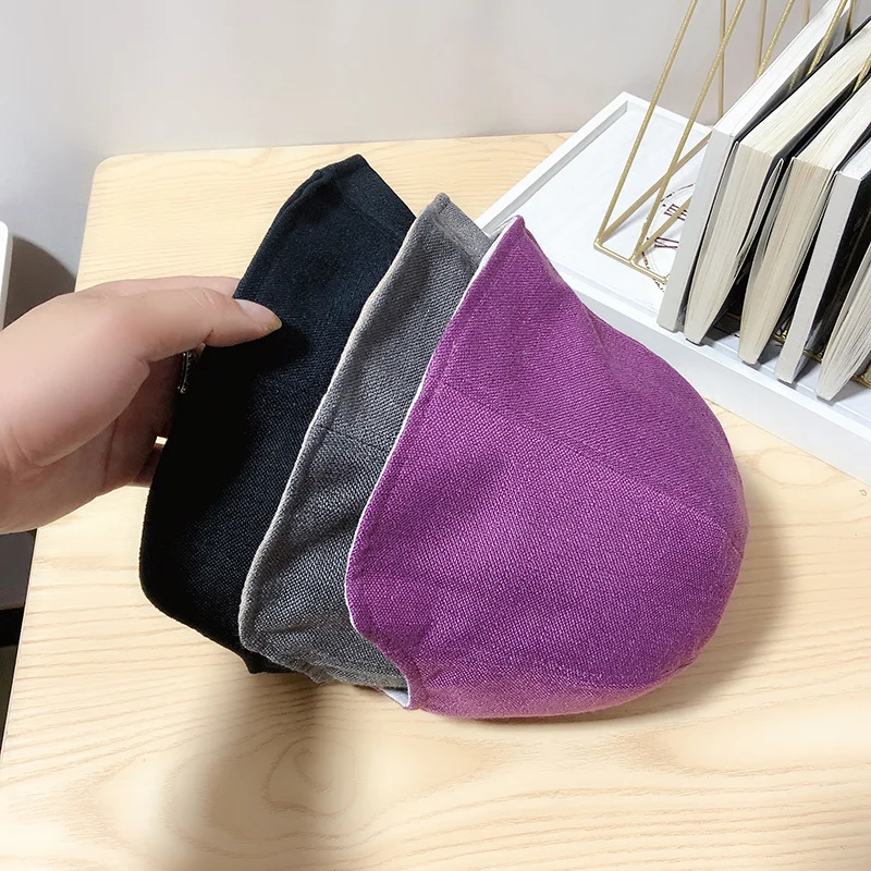 Mũ bucket đi biển mùa hè phong cách Nhật Bản bằng vải lanh cotton cho nữ, phiên bản Hàn Quốc ins, dễ phối đồ, thường ngày, đội hai mặt, màu tím