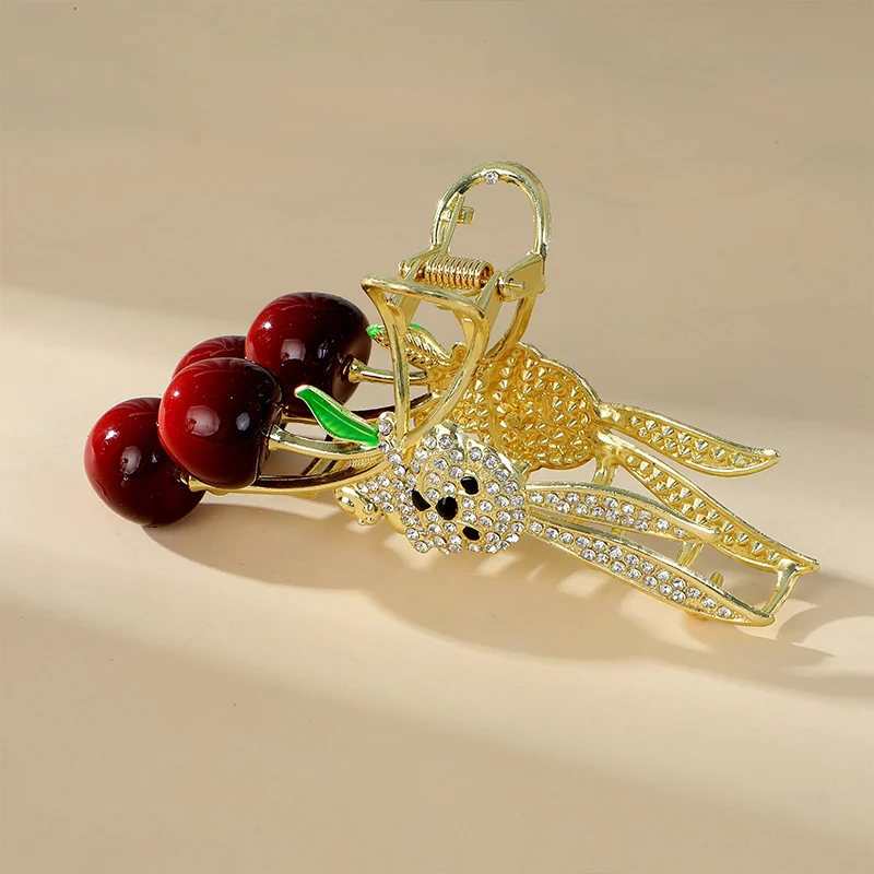 Hair clip squirrel rabbit cherry claw clip cherry hair clip women cherry shark clip cherry headpiece