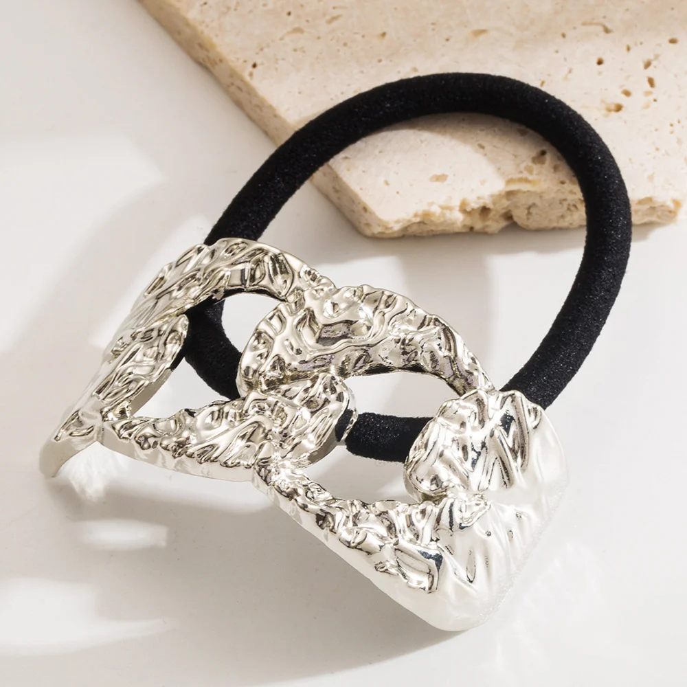 European and American geometric metal minimalist style hair tie, hollow-out hair accessory, alloy headband
