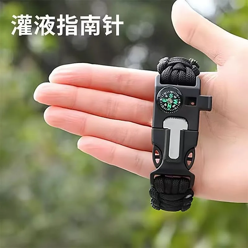 ខ្សែដៃ Paracord Braided ខ្សែដៃពហុមុខងារ Paracord ប្រាំពីរស្នូល ការរស់រានមានជីវិតខាងក្រៅ ខ្សែដៃខ្សែពួរ ខ្សែដៃ Wilderness Adventure