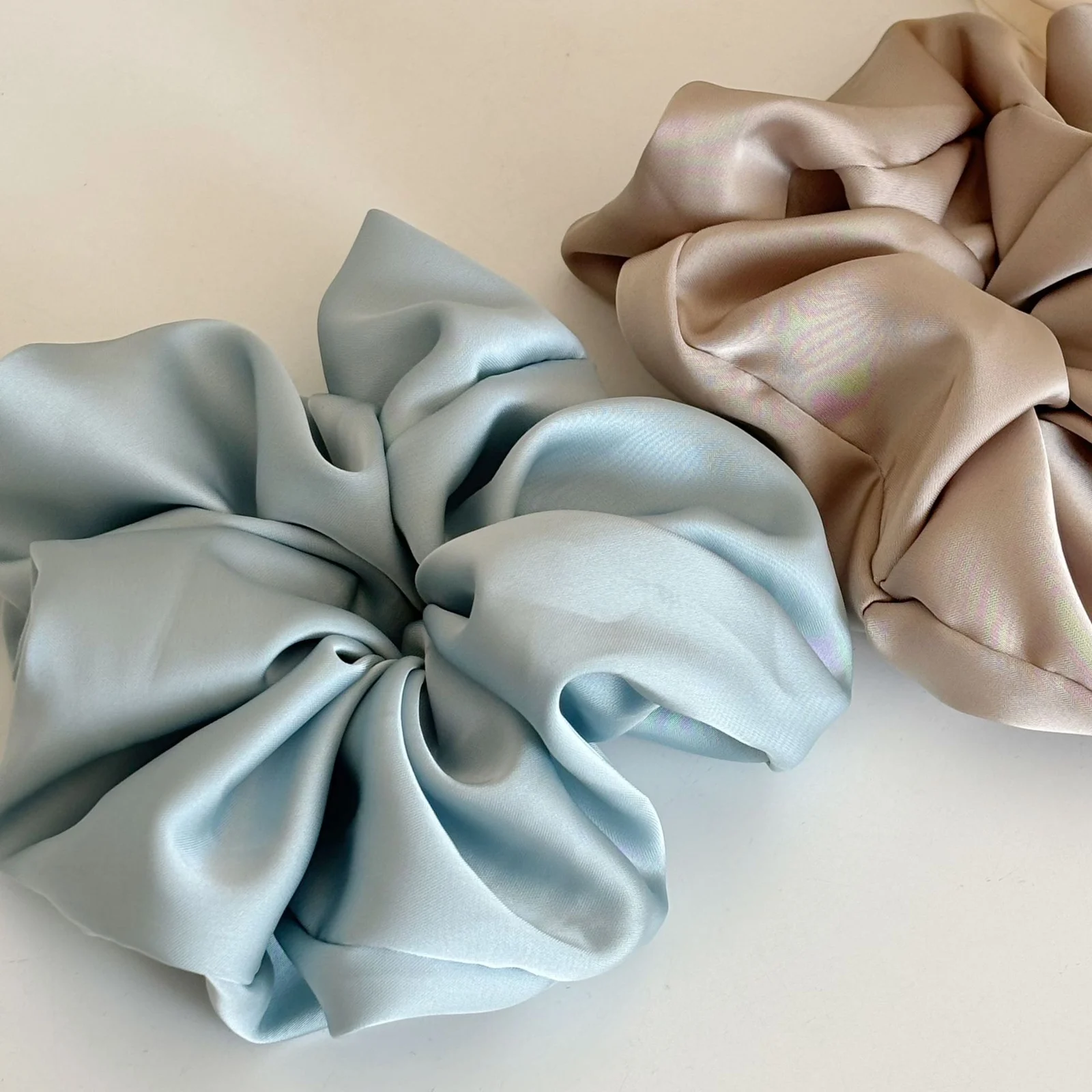 Gelang rambut satin Korea warna pepejal anjal tinggi untuk sanggul hiasan rambut aksesori rambut
