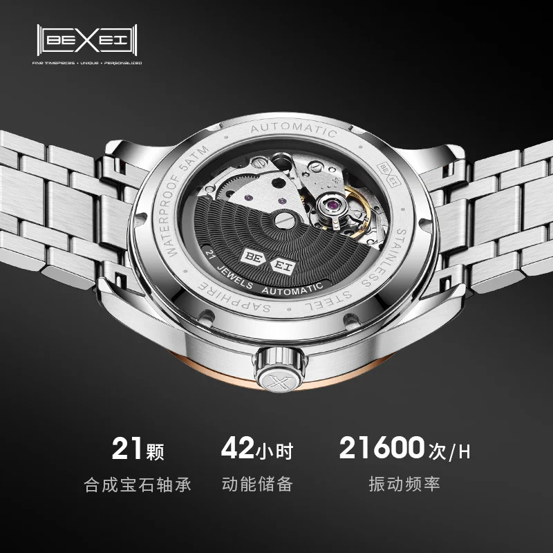 BEXEI Galaxy Starry Sky Watch Gen 2 Multi-Function Steel Band Fully Automatic Men's Mechanical Watch