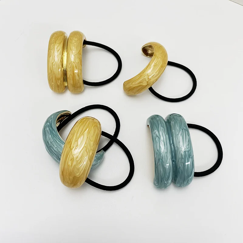 ที่คาดผมโลหะผสมสไตล์ยุโรปและอเมริกาประดับหยดสี ยางรัดผมแบบยูสำหรับมัดผมหางม้า เชือกมัดผม