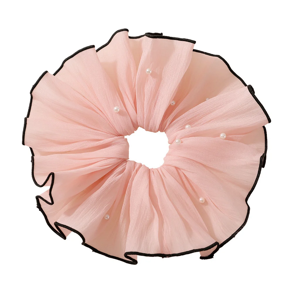 Gelang rambut chiffon besar dengan reben busur, aksesori rambut sanggul, gelang rambut besar