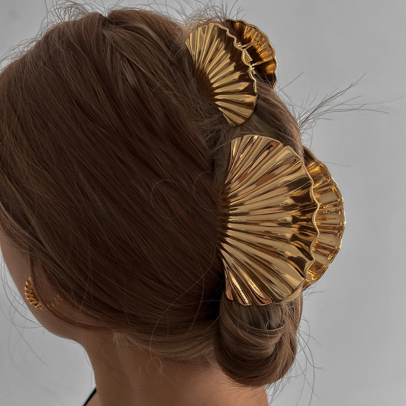 Klip rambut cengkerang besar gaya Eropah dan Amerika, klip rambut aloi, klip rambut ins