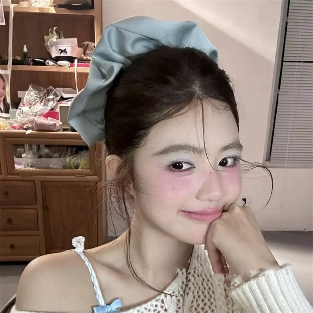 Gelang rambut satin Korea warna pepejal anjal tinggi untuk sanggul hiasan rambut aksesori rambut