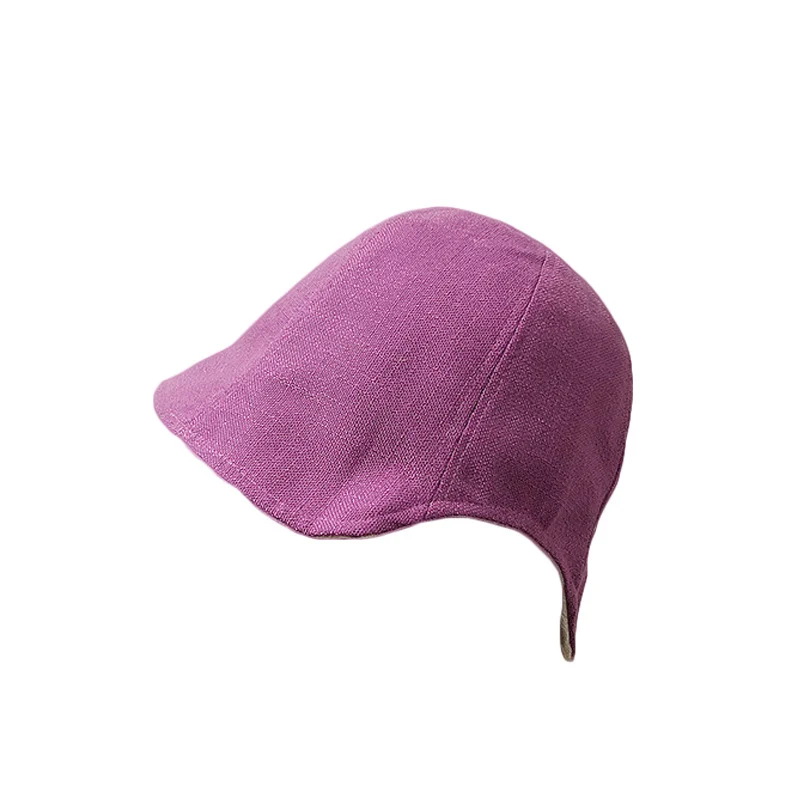 Mũ bucket đi biển mùa hè phong cách Nhật Bản bằng vải lanh cotton cho nữ, phiên bản Hàn Quốc ins, dễ phối đồ, thường ngày, đội hai mặt, màu tím