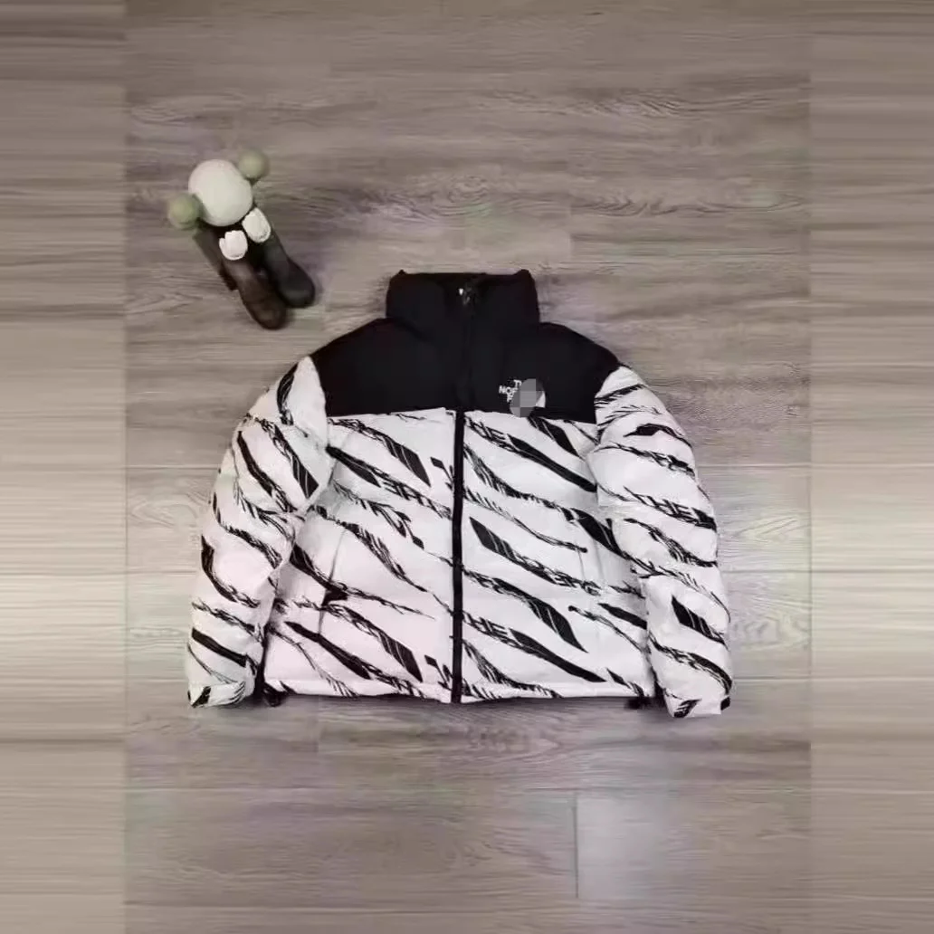Jaket musim sejuk tebal berzip sutera kapas sulaman zebra versi Amerika 1996 untuk lelaki dan wanita luar bangunan tahan angin hangat trend
