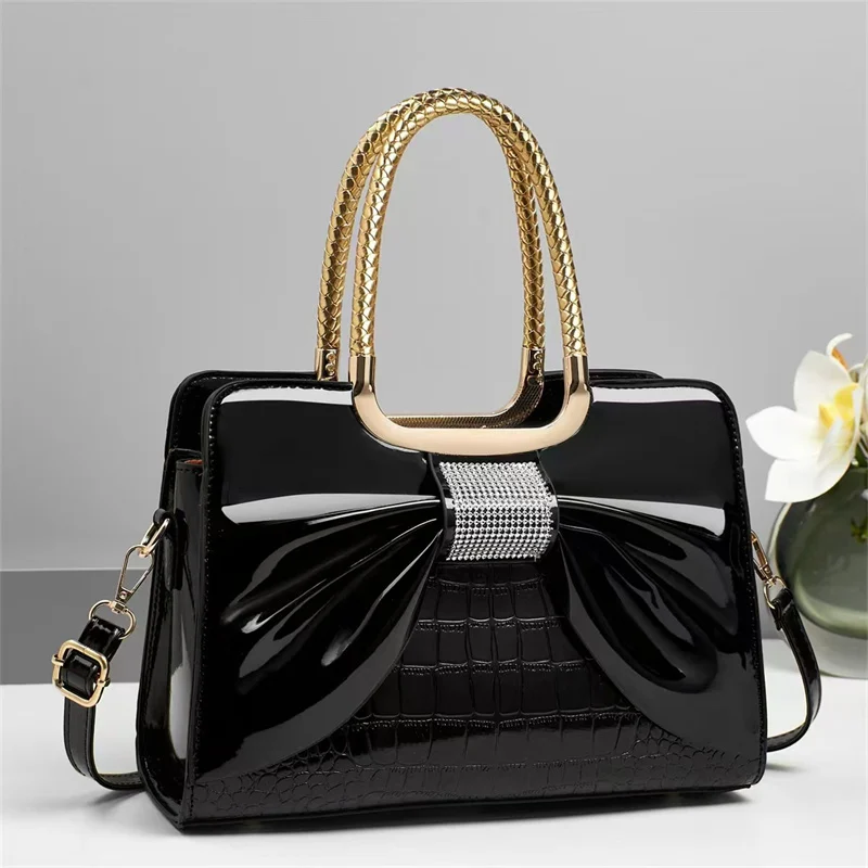 Trendy women's handbag tote bag fashion rhinestone bow one-shoulder bag one piece