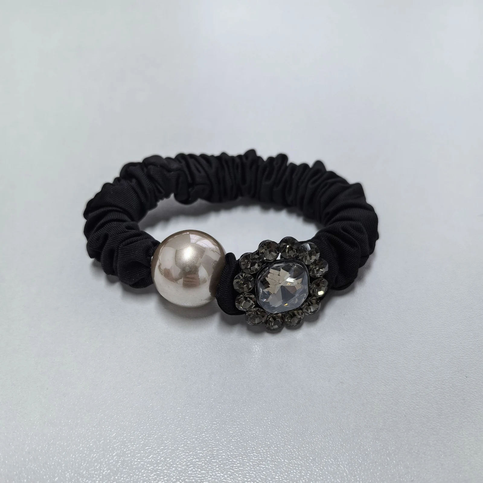 Korean Dongdaemun rhinestone flower hair tie, hair band for tying hair, small intestine ring, delicate bun