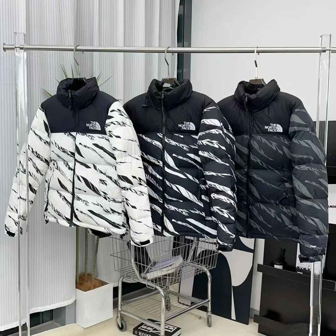 Jaket musim sejuk tebal berzip sutera kapas sulaman zebra versi Amerika 1996 untuk lelaki dan wanita luar bangunan tahan angin hangat trend
