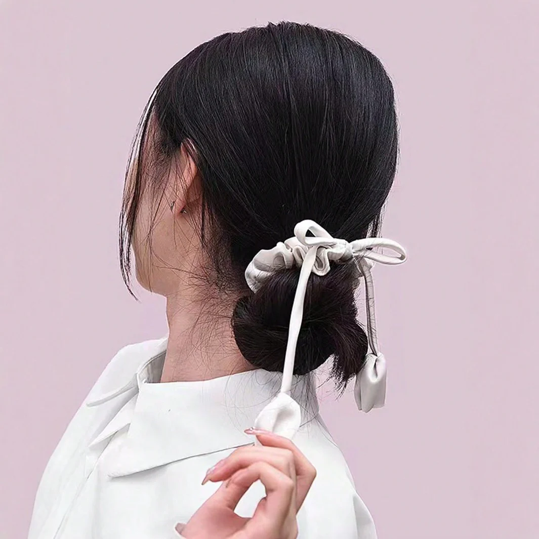 Korean-style tulip ribbon scrunchie, fragrant style tassel hair tie, fabric hair rope hair accessory