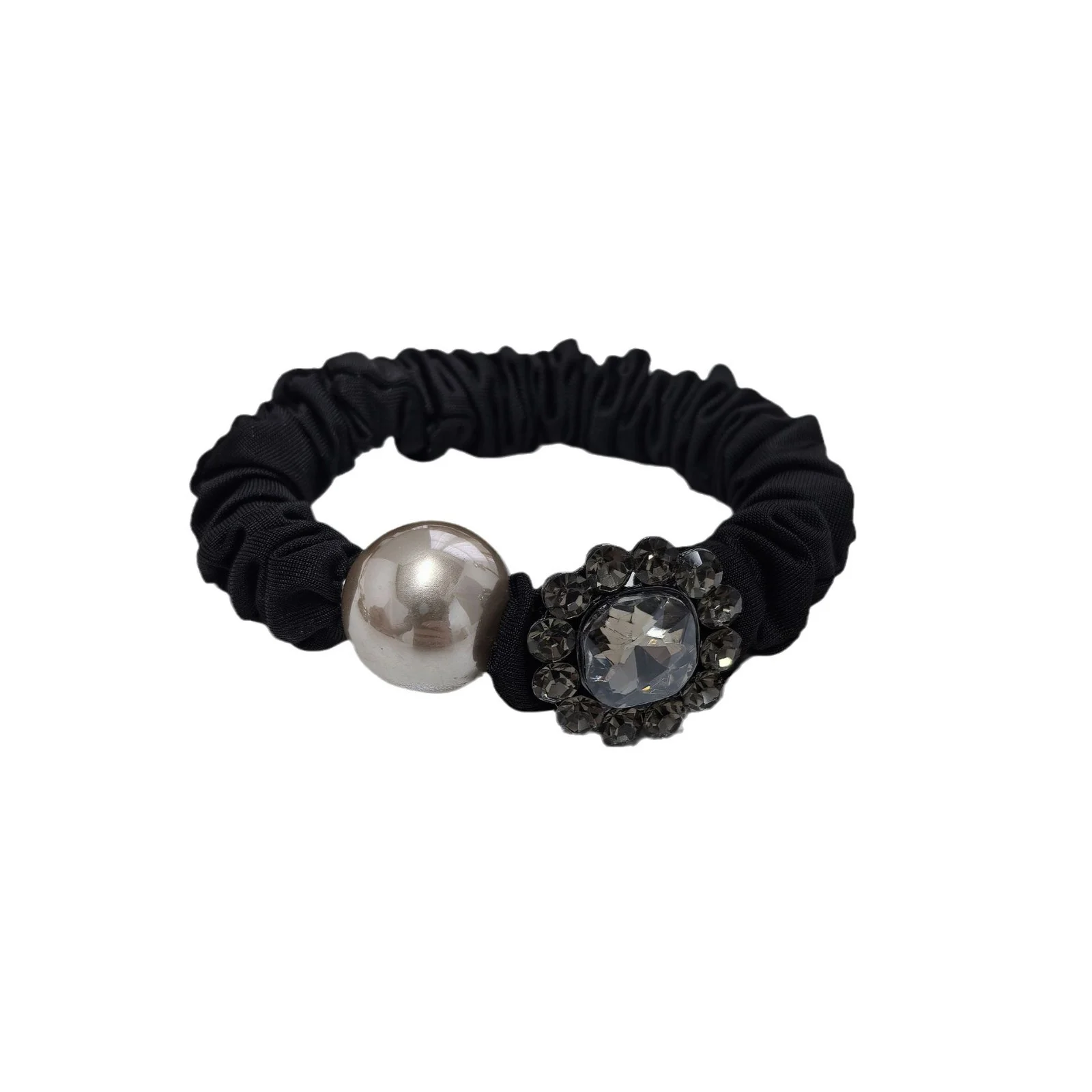 Korean Dongdaemun rhinestone flower hair tie, hair band for tying hair, small intestine ring, delicate bun