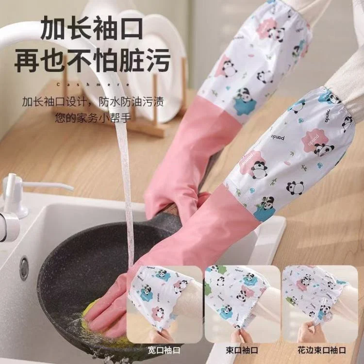 ถุงมือทำความสะอาดบ้านแบบใส่พร้อมชุด บุฟลีซสำหรับล้างจานในครัว หนาพิเศษ เก็บความอบอุ่น ทนทาน กันน้ำ ใช้ในบ้าน แบบยาว ฤดูใบไม้ร่วงและฤดูหนาว ทำความสะอาด กันหนาว